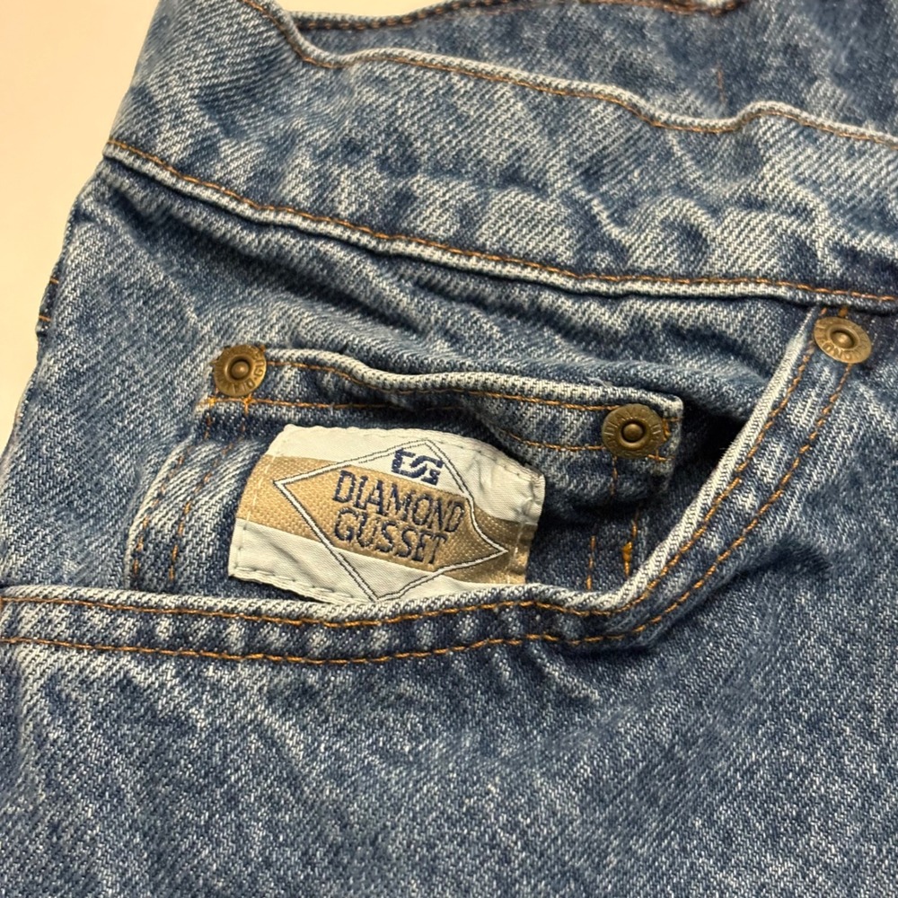 Diamond Gusset Straight Leg Jeans Mens 37x32 Blue Made in USA Rugged Denim - Picture 9 of 10